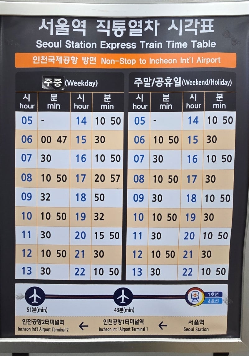 서울역 도심공항터미널 이용방법 공항철도 직통열차 시간표 정차역 노선도 공항철도 일반열....