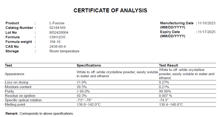  L-Fucose (CAS : 2438-80-4)