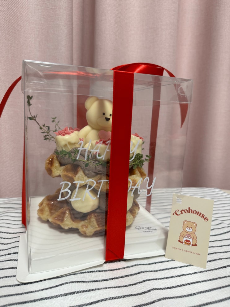  [여수레터링케이크] 여수 생일케이크맛집 여수 크로하우스 당일레터링케이크 초코바나나 크로베어 크로플케이크