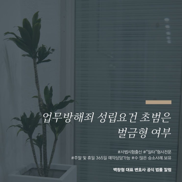  업무방해죄 성립요건 초범은 벌금형 여부