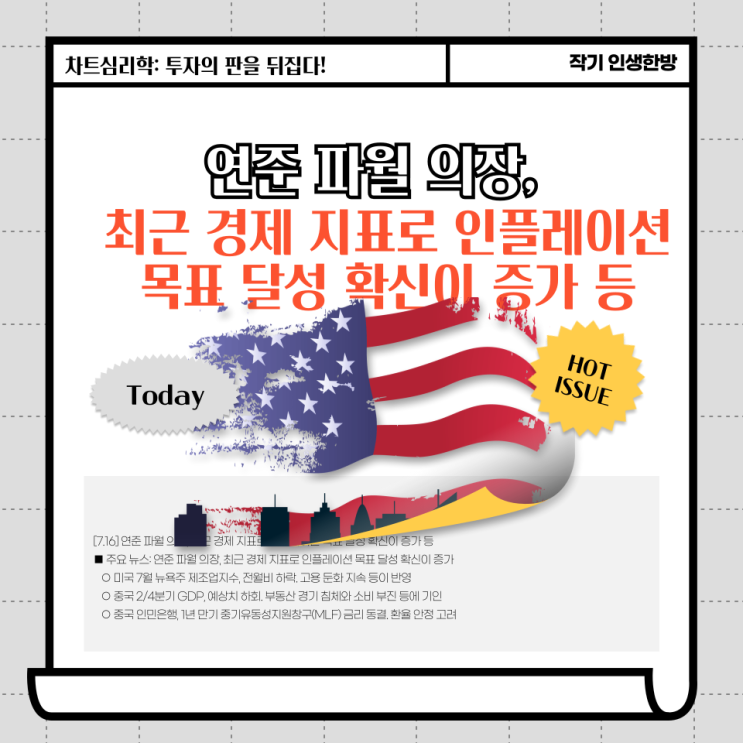  오늘의 국제 경제뉴스:  연준 파월 의장, 최근 경제 지표로 인플레이션 목표 달성 확신이 증가 등