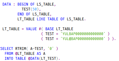 [율밥퍼] SAP ABAP SQL 문자열 자르기- SELECT SUBSTRING, LTRIM, RTRIM : 네이버 블로그