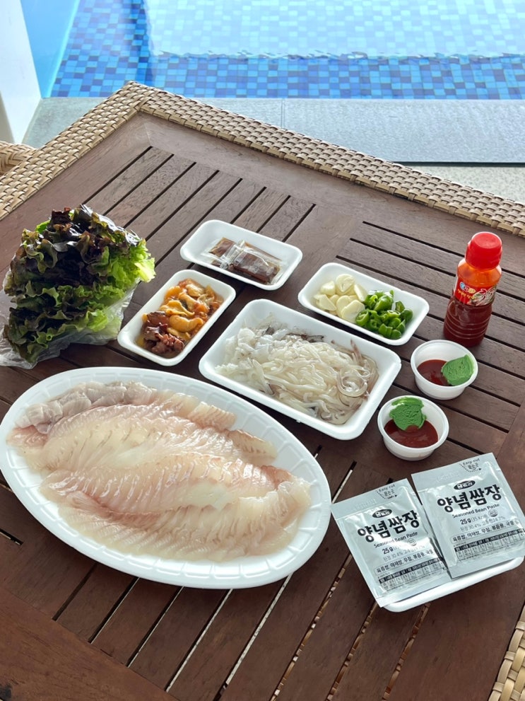  강릉역맛집 강릉중앙시장 맛집 동해바다횟집 4인 광어 오징어 멍게 포장후기
