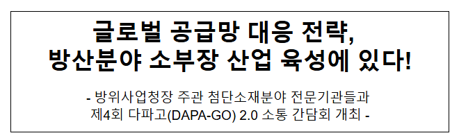 글로벌 공급망 대응 전략, 방산분야 소부장 산업 육성에 있다! 글로벌 공급망 대응 전략, 방산분야 소부장 산업 육성에 있다!