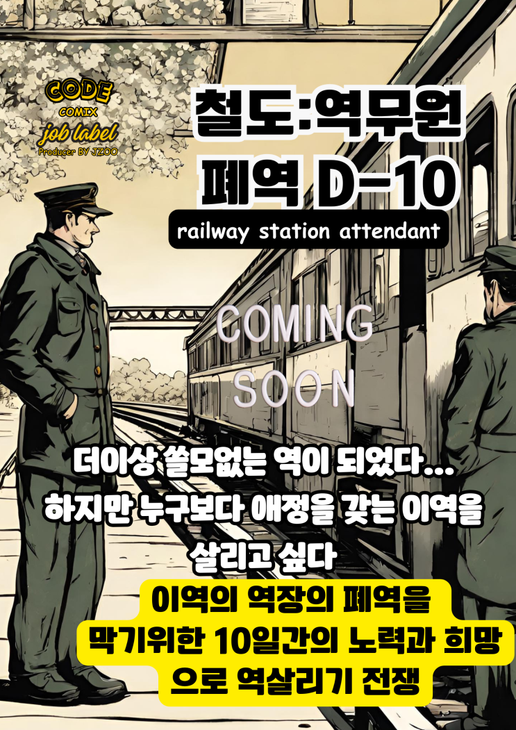  코드코믹스 CODECOMIX 레이블 라인업 Lineup-36: 더이상 쓸모없는 폐역을 살리기위한 고군분투 철도 역무원:폐역 D10