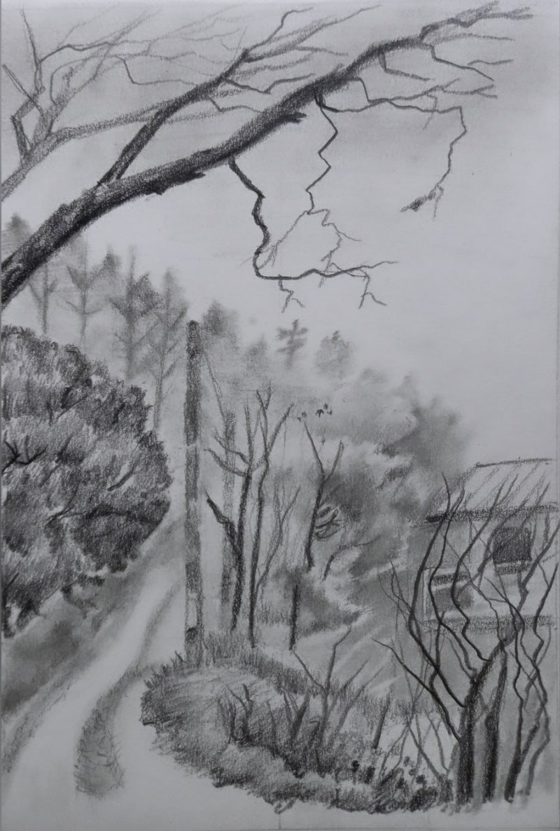연필화 수업] 안개 낀 풍경 : 네이버 블로그, image size:800x1186