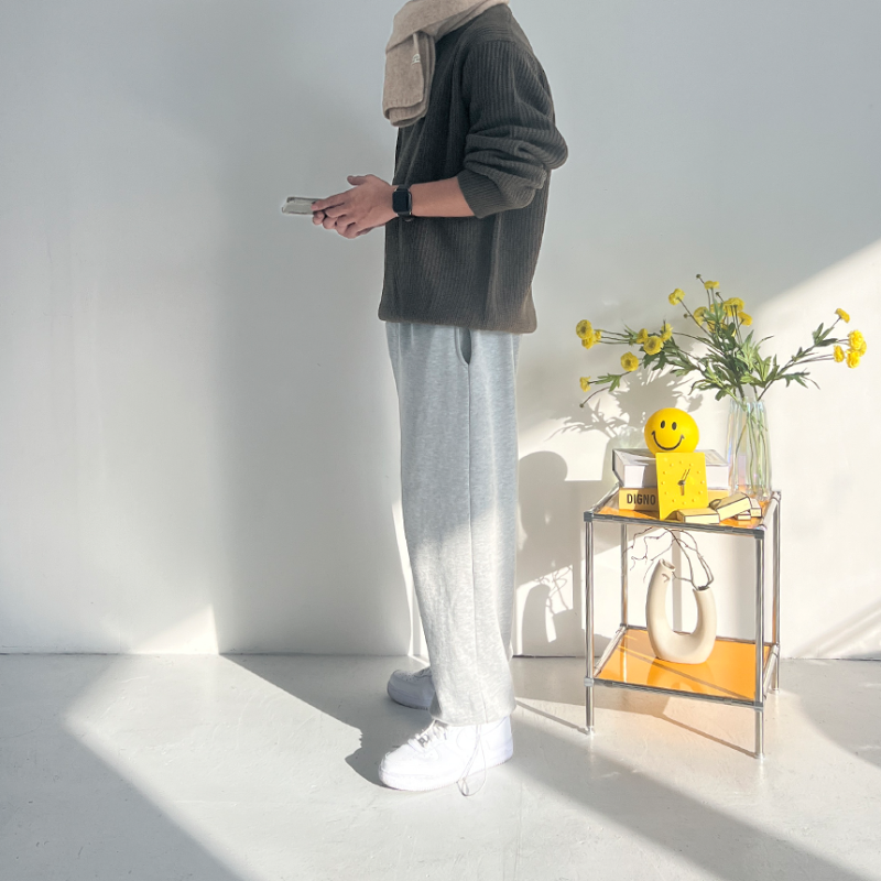 남자 와이드 회색트레이닝, 츄리닝바지 심플코디
