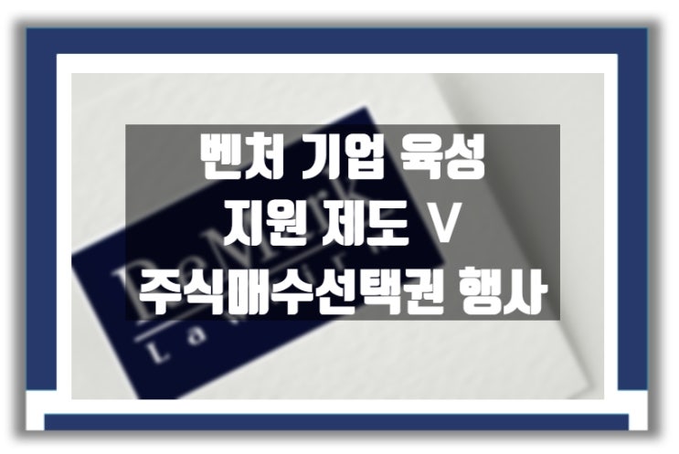  벤처기업 지원 제도 Ⅴ : 주식매수선택권