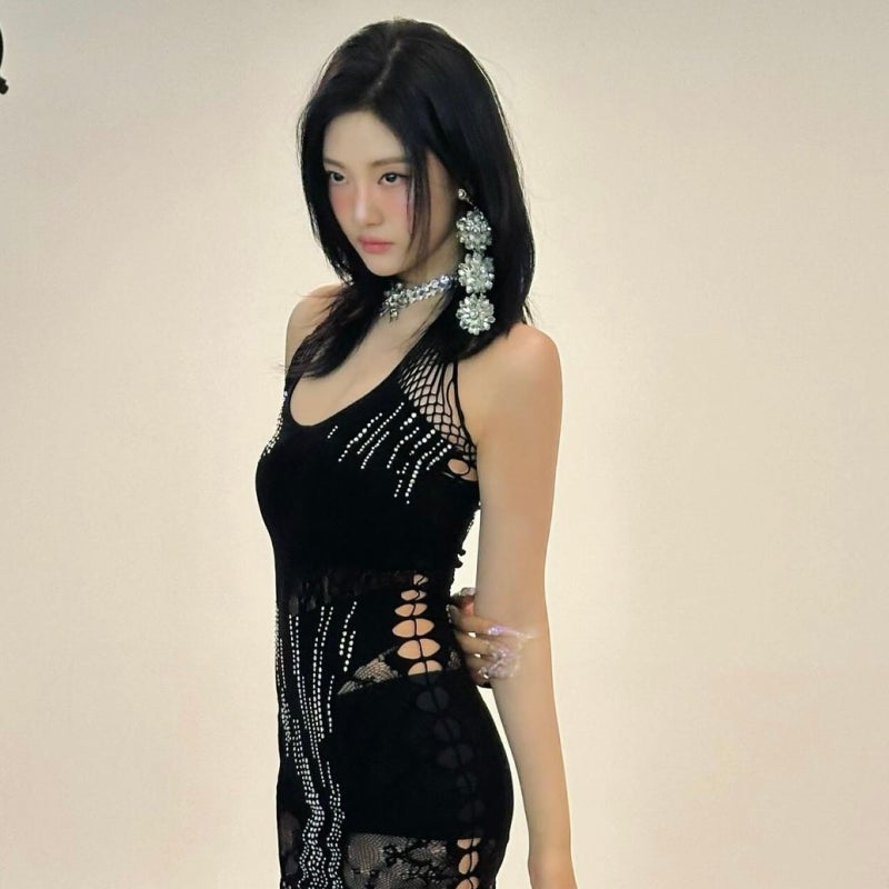 에스파 닝닝 미디움 중단발 레이어드컷 C컬펌 헤어스타일