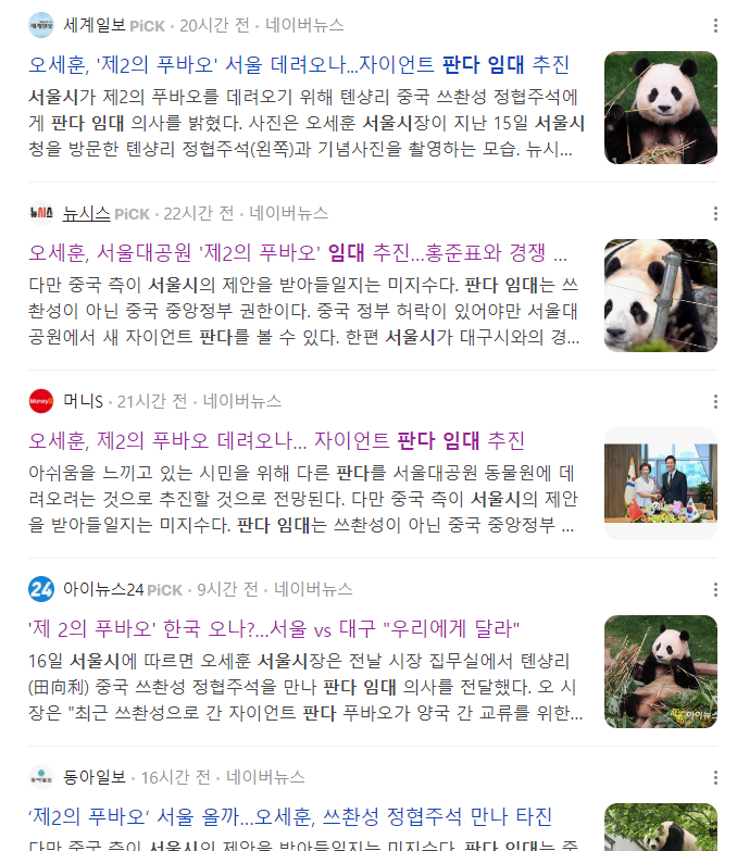  서울시, 제2의 푸바오 임대 작업 추진