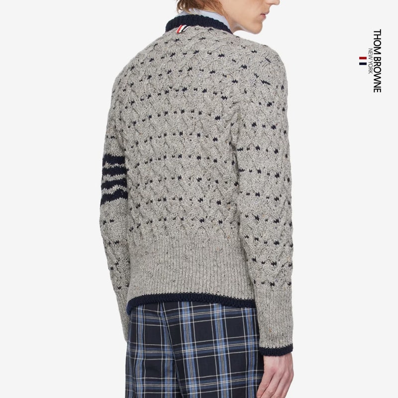 톰브라운 MOHAIR 울 블랜드 케이블 크루넥 니트 GY