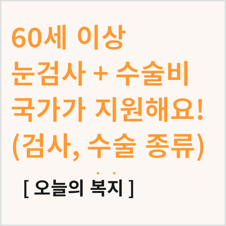  노인 백내장? 안검진과 수술비용 국가가 지원해요 (눈검사, 수술 종류)