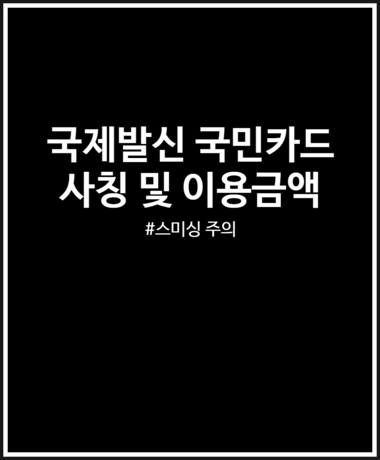  국제발신 국민카드 이용금액 뜨네 (속지 말자 스미싱 문자 주의)