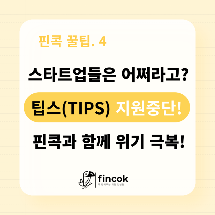  정부의 스타트업 육성 프로그램 팁스(TIPS) 지원금 중단, 스타트업에 치명적 타격이네요. 핀콕과 함께 위기를 극복하세요!