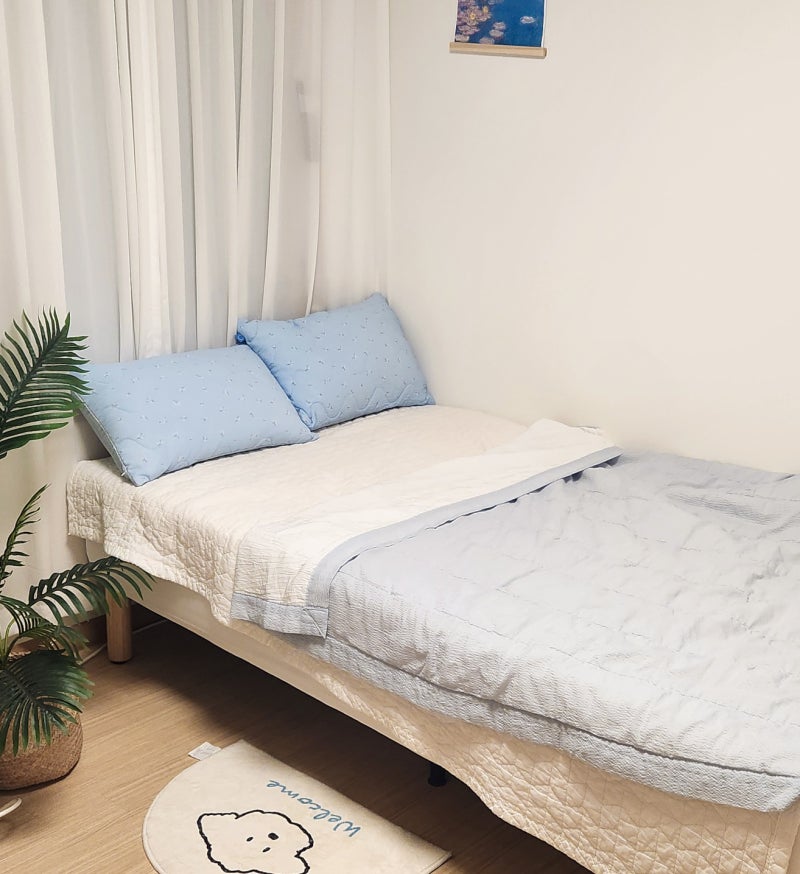 미사역 다이소 베개커버 종류 40×60cm 시어커서 푹신한 누빔 베개커버 구매후기