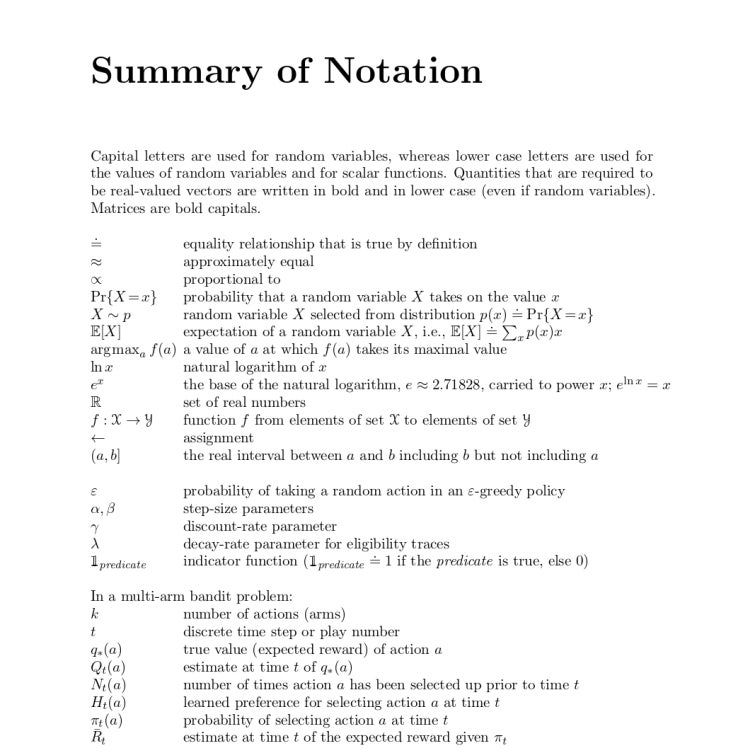  강화학습 용어 정리 및 모음; Reinforcement Learning Notation