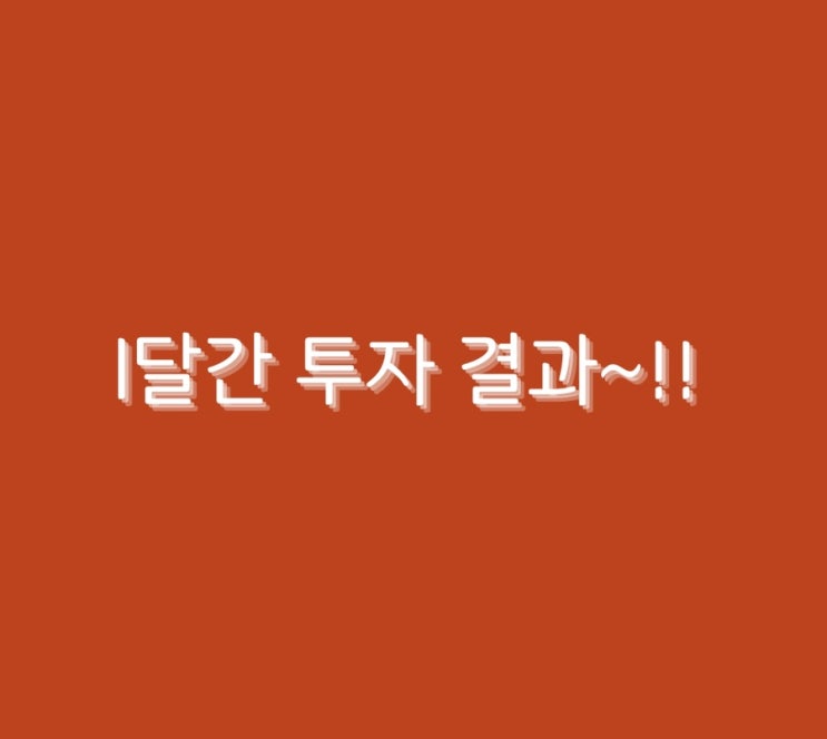  1달간 투자 결과~!!