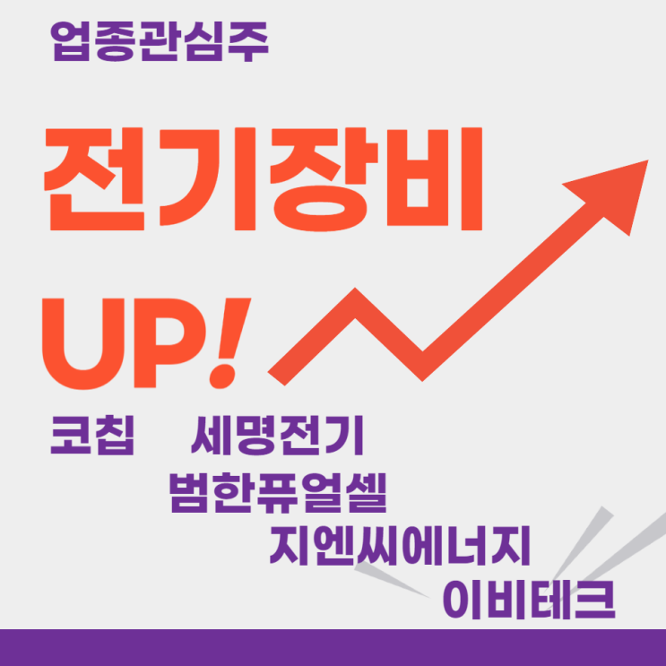  업종주도주 - 전기장비(코칩,세명전기,범한퓨얼셀,이비테크,지엔씨에너지)주도주식 주가 분석 및 미래 투자 전망