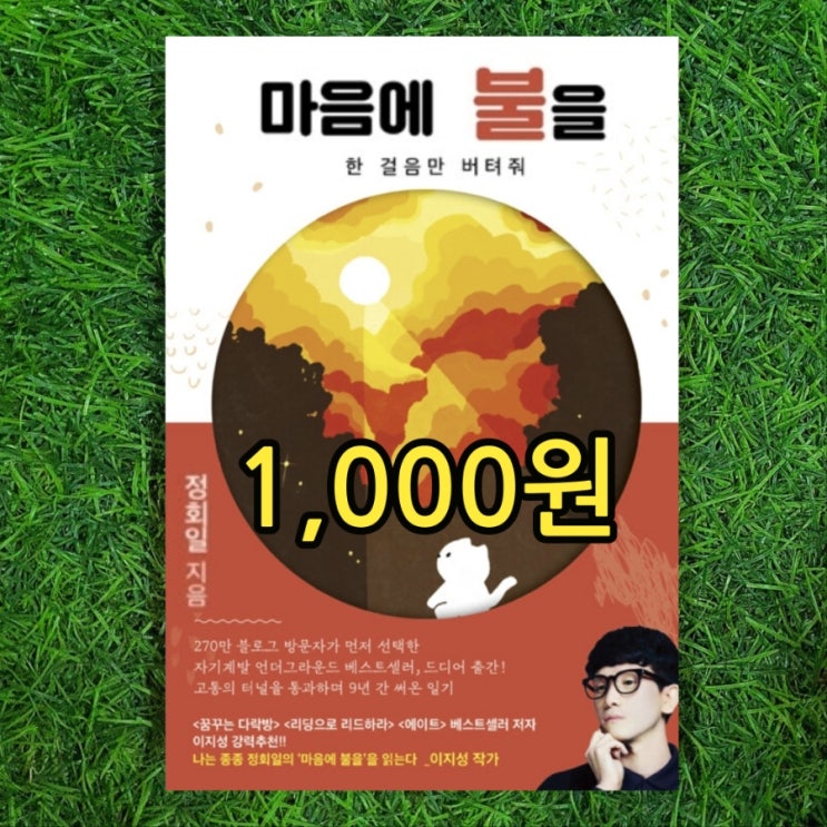  마음에 불을 한 걸음만 버터줘 정회일 1,000원 독서 천재가 된 홍대리 작가 | 이지성 작가 강력 추천, 꿈꾸는 사람들에게 책선물, 선물용 책 언더그라운드 베스트셀러