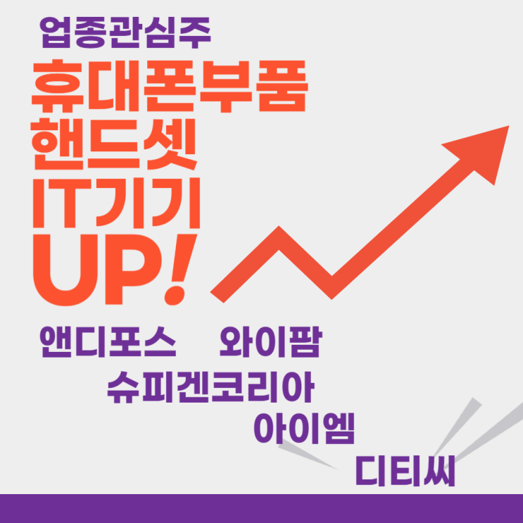  관심업종 - 휴대폰부품,핸드셋,IT기기 (앤디포스,와이팜,슈피겐코리아,아이엠,디티씨)주도주식 주가 분석 및 미래 투자 전망