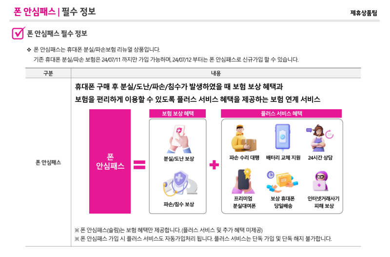LG휴대폰보험 폰 안심패스 와 폰 안심패스(슬림)