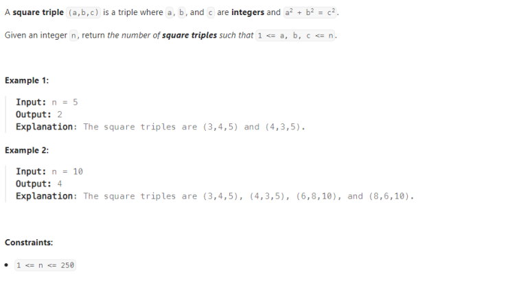  JAVA_LeetCode 1925_Count Square Sum Triples