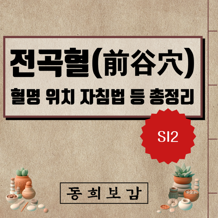 전곡혈(前谷穴) SI2, 소속경맥 혈명 위치 특성 자침법 등 총정리