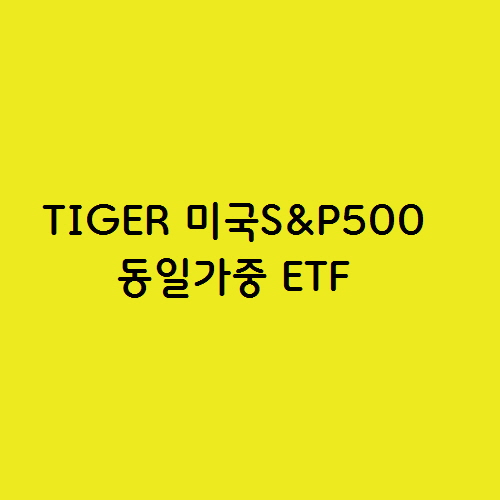  TIGER 미국S&P500동일가중 ETF 추천