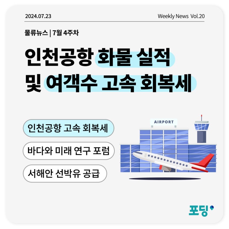  인천공항 화물 실적 및 여객수 고속 상승세
