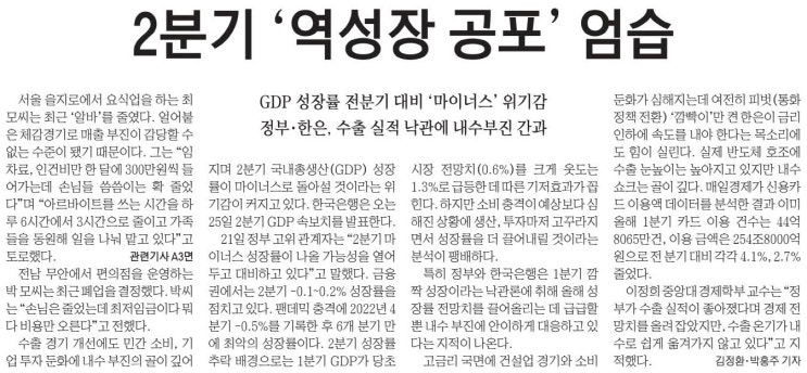  간추린 경제 뉴스(7월 22일)