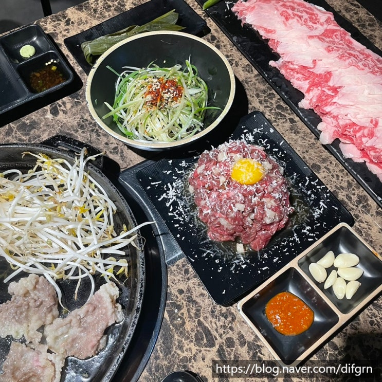  차돌박이에 싸먹는 한우육회, 부산대 맛집 신육간에서 차돌육쌈 먹고왔어요