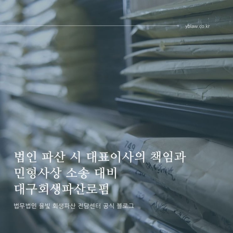  법인 파산 시 대표이사의 책임과 민형사상 소송 대비 대구회생파산로펌