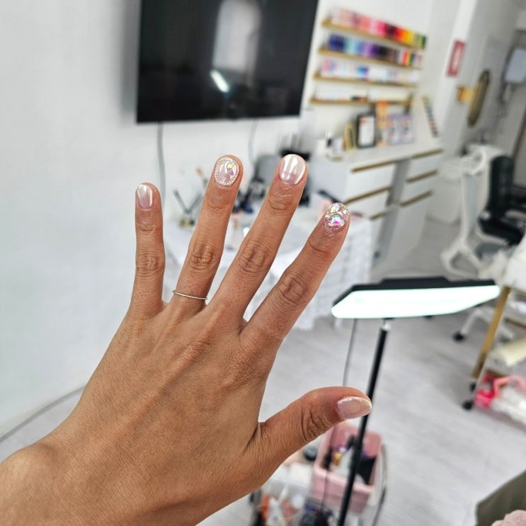  울산 삼산동네일 행복하다 뷰티 여름 네일 미러파우더