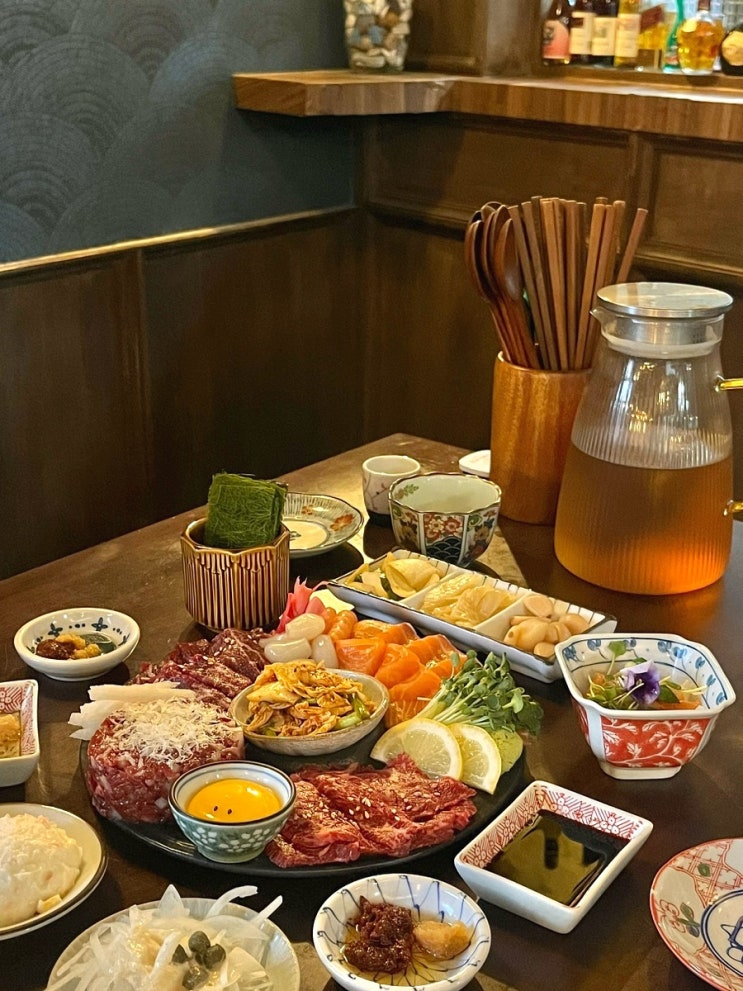  부산 광안리술집 경성육회관 한우 뭉티기 육사시미 육회 연어 모듬 사시미 분위기좋은 안주맛집