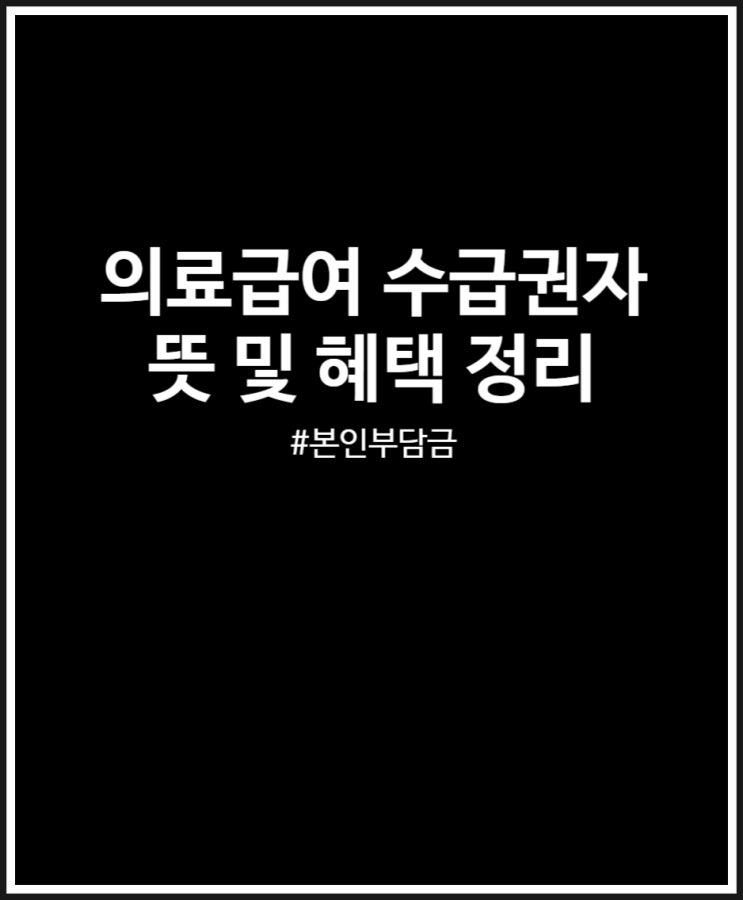  의료급여 수급권자 뜻 및 혜택 (본인부담금 정리)