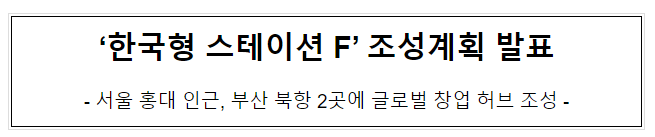 ‘한국형 스테이션 F’ 조성계획 발표 ‘한국형 스테이션 F’ 조성계획 발표
