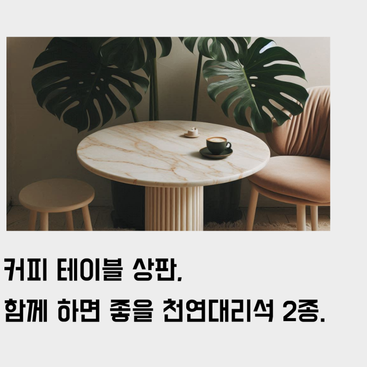  커피/카페 테이블 상판, 온기를 더할 천연 대리석 2종 (Feat. 로제 세실리아, 보티크림)