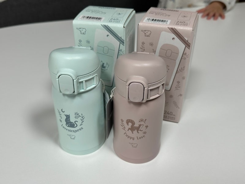 조지루시 원터치 미니 아기 첫 텀블러 가벼운 스텐 240ml 어린이집 국민물병