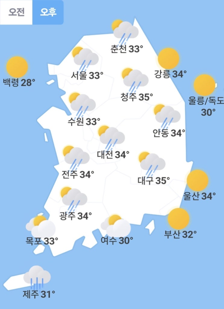  전국 날씨 및 주간예보(0725)-폭염 및 소나기