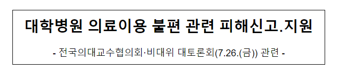 대학병원 의료이용 불편 관련 피해신고 지원 대학병원 의료이용 불편 관련 피해신고 지원