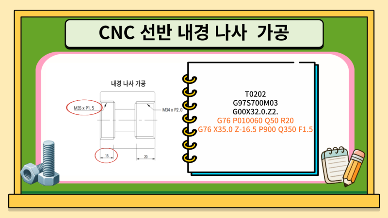 CNC 선반 내경 나사 가공 G92 G76 사이클 프로그램 설명 : 네이버 블로그