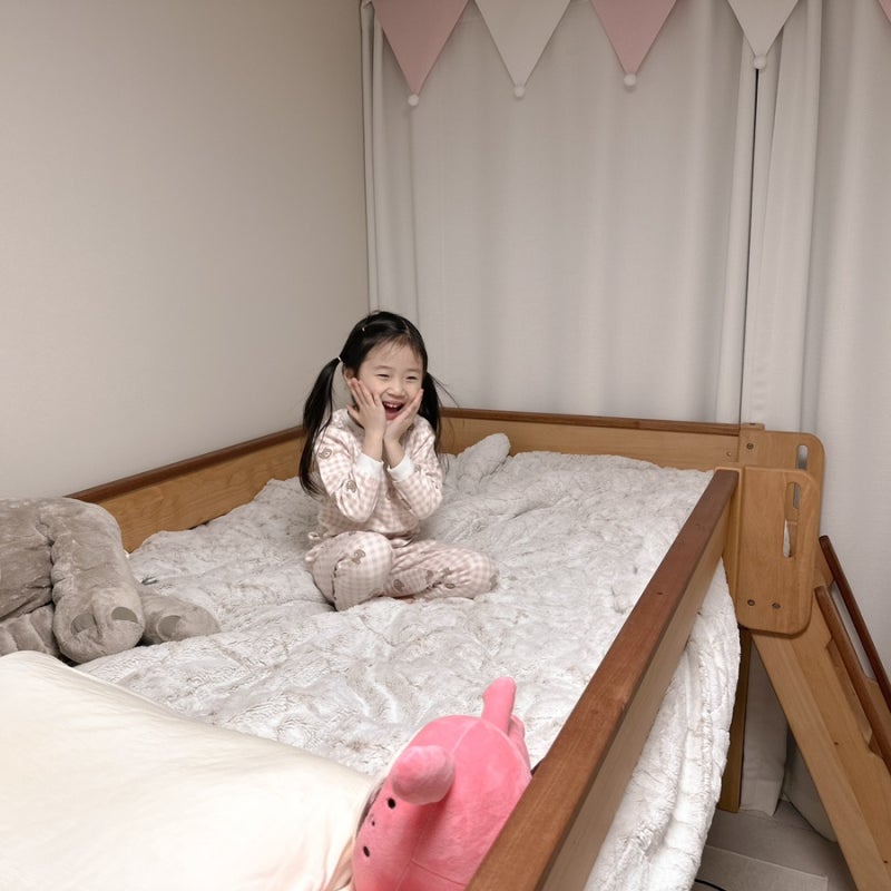 유아 키즈 벙커침대 추천 여자 아이방 어린이 원목 낮은 침대 숲소리