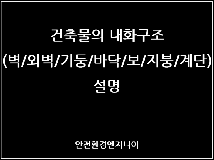  건축물의 내화구조(벽/외벽/기둥/바닥/보/지붕/계단) 설명