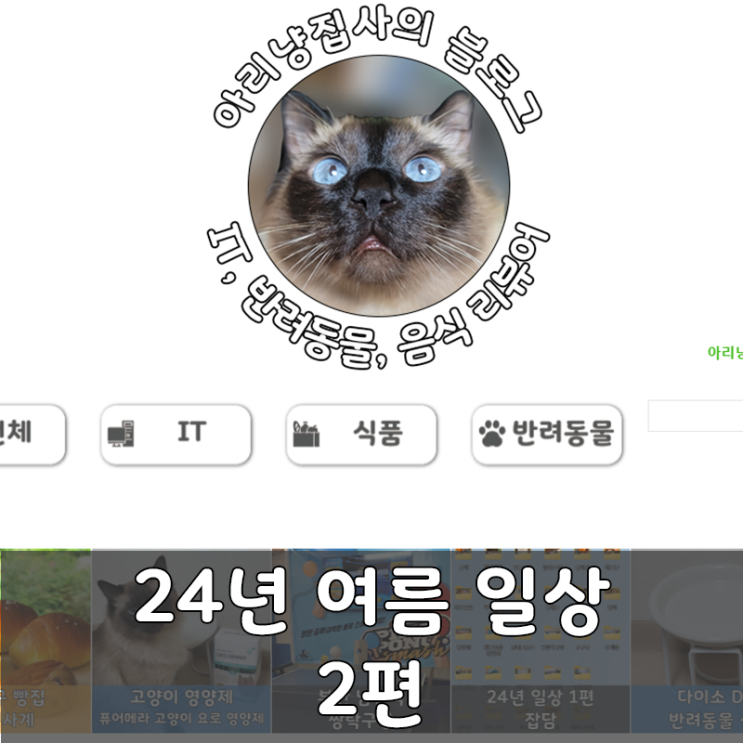  24년 여름 일상 2편 블로그 대문 교체, 포스팅 누락 고민, 오이 메밀냉면, 아리 자랑