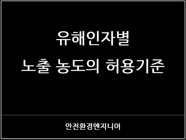  유해인자별 노출 농도의 허용기준