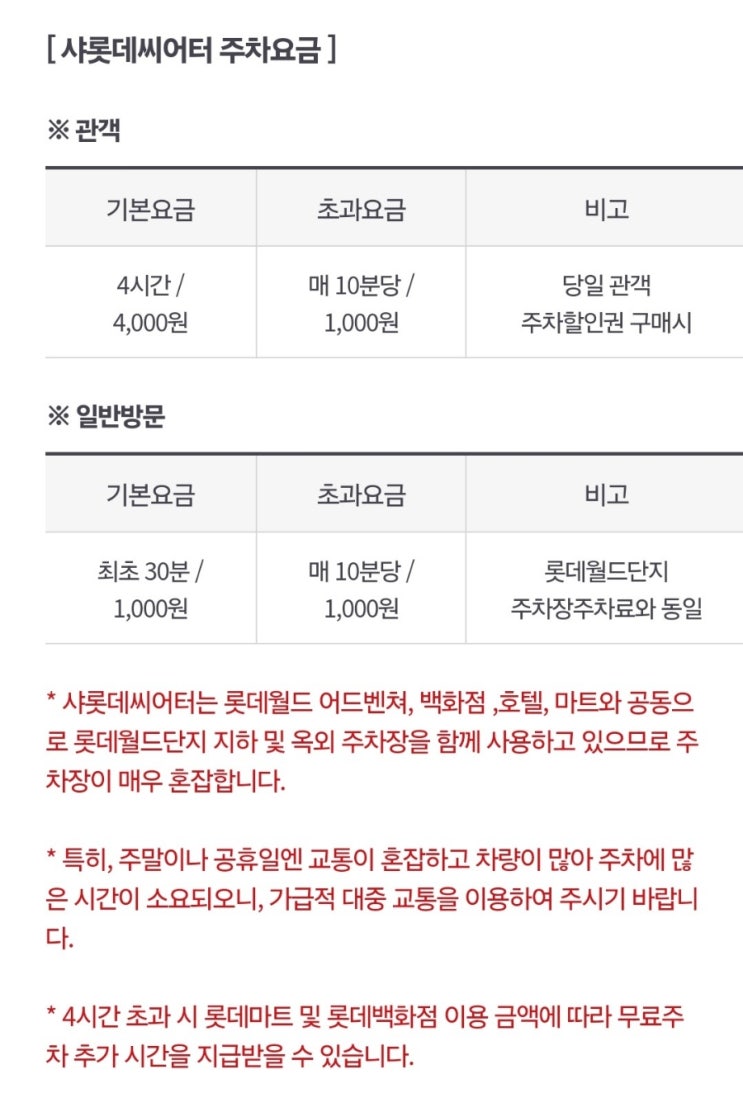  샤롯데씨어터 주차정보 - 주차 정산이 안됐다면?