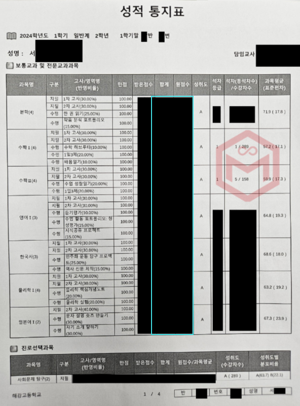  [학원생 인터뷰] 해강고 2학년 수1 전교 1등, 수2 1등급 서ㅇㅇ 학생 인터뷰