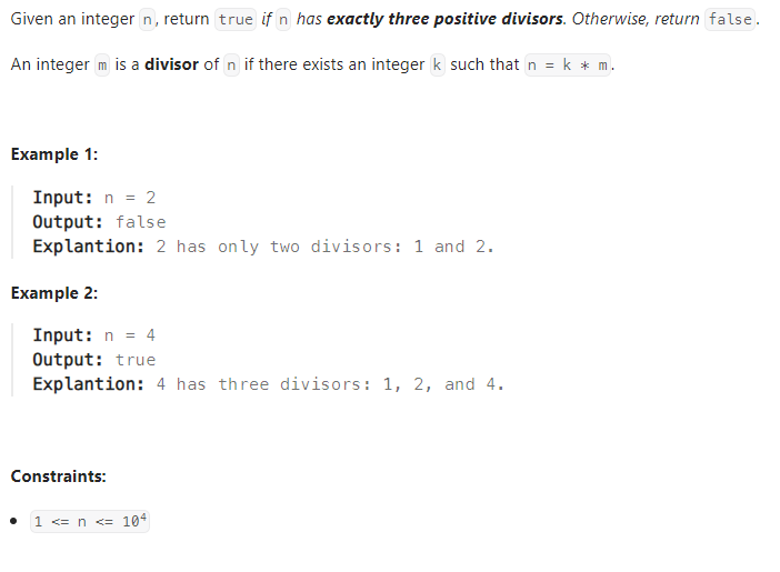  JAVA_LeetCode 1952_Three Divisors