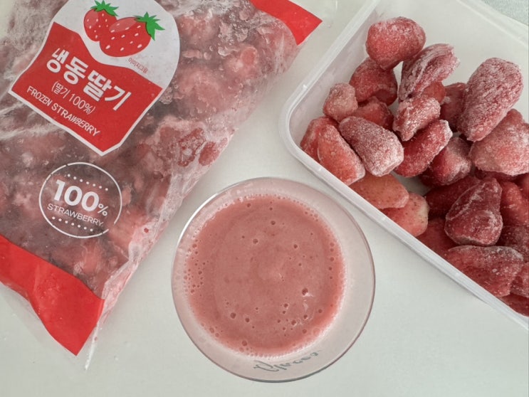  아토코리아 냉동딸기로 딸기바나나스무디 만들기