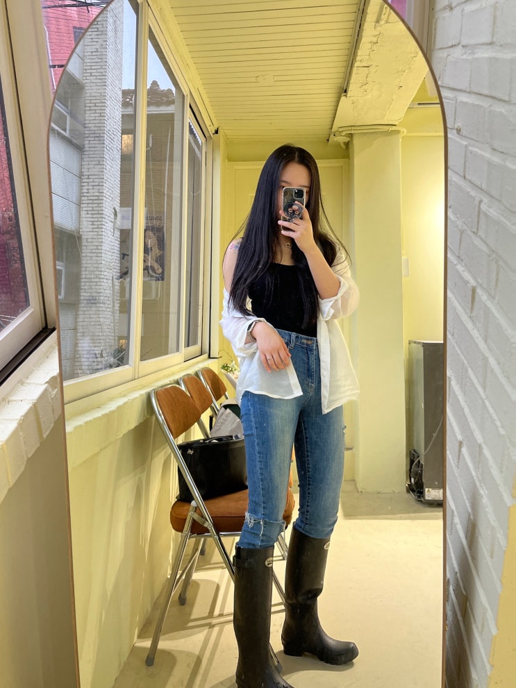  헌터 레인부츠 롱 사이즈 코디 후기